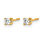 True Origin 14K Yellow Gold 1/5 carat Lab Grown Diamond VS+ F+ Round Four Prong Heavy Weight Complete Stud Earrings