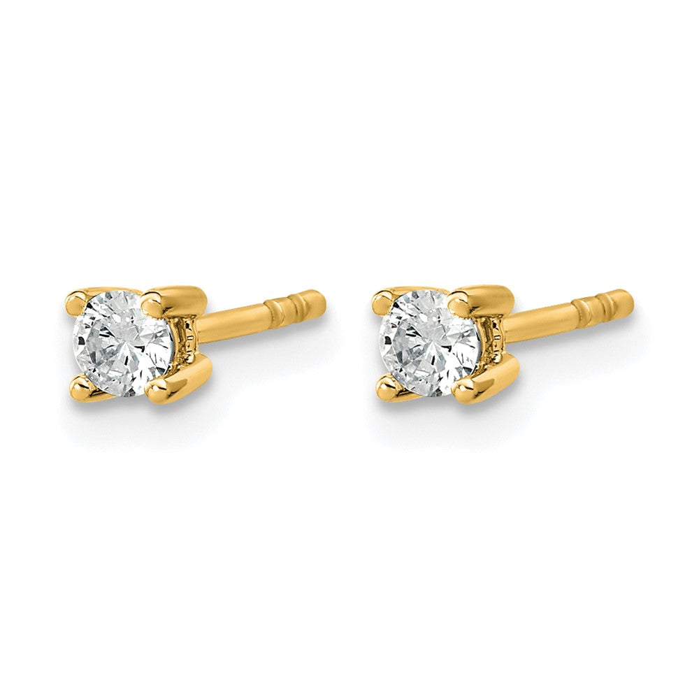 True Origin 14K Yellow Gold 1/5 carat Lab Grown Diamond VS+ F+ Round Four Prong Heavy Weight Complete Stud Earrings