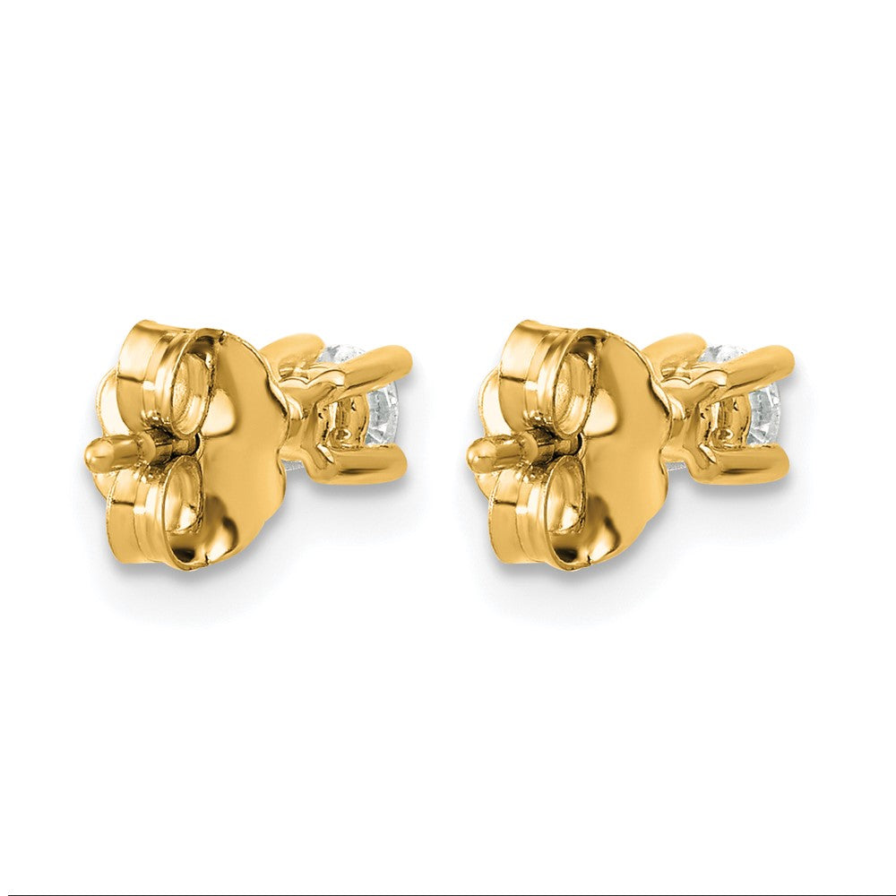 True Origin 14K Yellow Gold 1/5 carat Lab Grown Diamond VS+ F+ Round Four Prong Heavy Weight Complete Stud Earrings