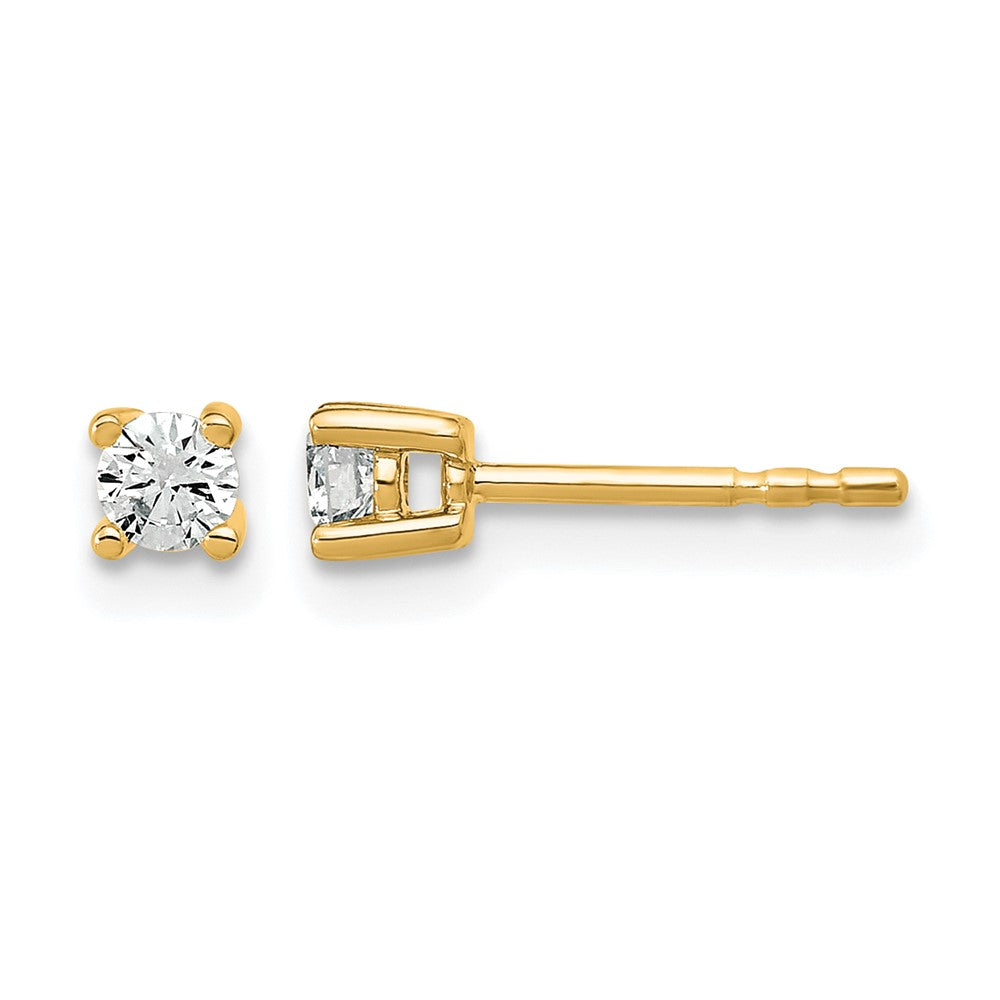True Origin 14K Yellow Gold 1/5 carat Lab Grown Diamond VS+ F+ Round Four Prong Heavy Weight Complete Stud Earrings