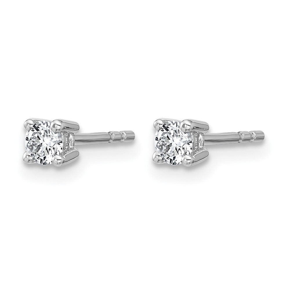 True Origin 14K White Gold 1/4 carat Lab Grown Diamond VS+ F+ Round Four Prong Heavy Weight Complete Stud Earrings