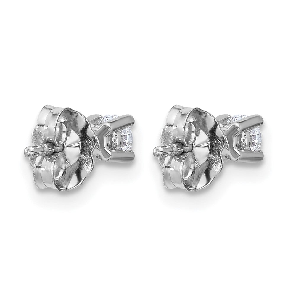 True Origin 14K White Gold 1/4 carat Lab Grown Diamond VS+ F+ Round Four Prong Heavy Weight Complete Stud Earrings