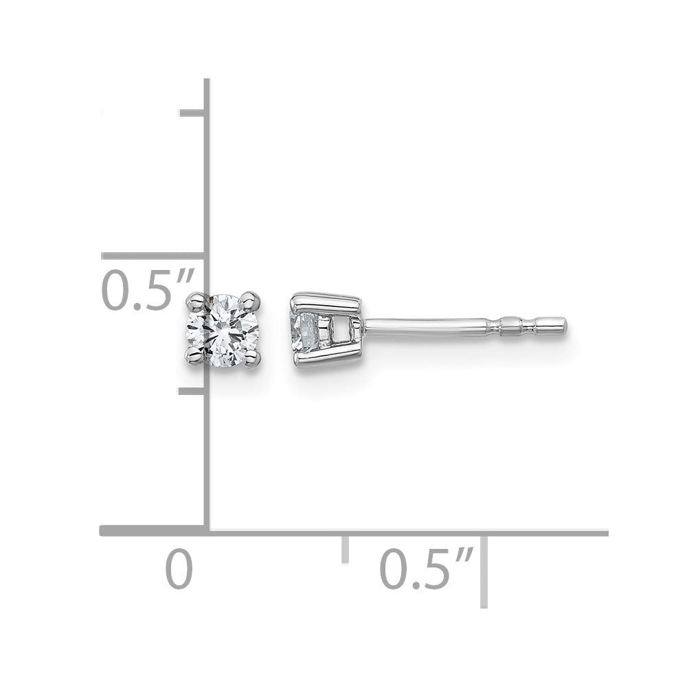 True Origin 14K White Gold 1/4 carat Lab Grown Diamond VS+ F+ Round Four Prong Heavy Weight Complete Stud Earrings