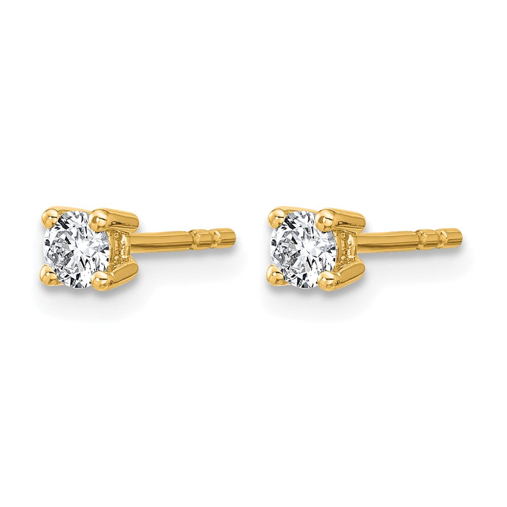 True Origin 14K Yellow Gold 1/4 carat Lab Grown Diamond VS+ F+ Round Four Prong Heavy Weight Complete Stud Earrings