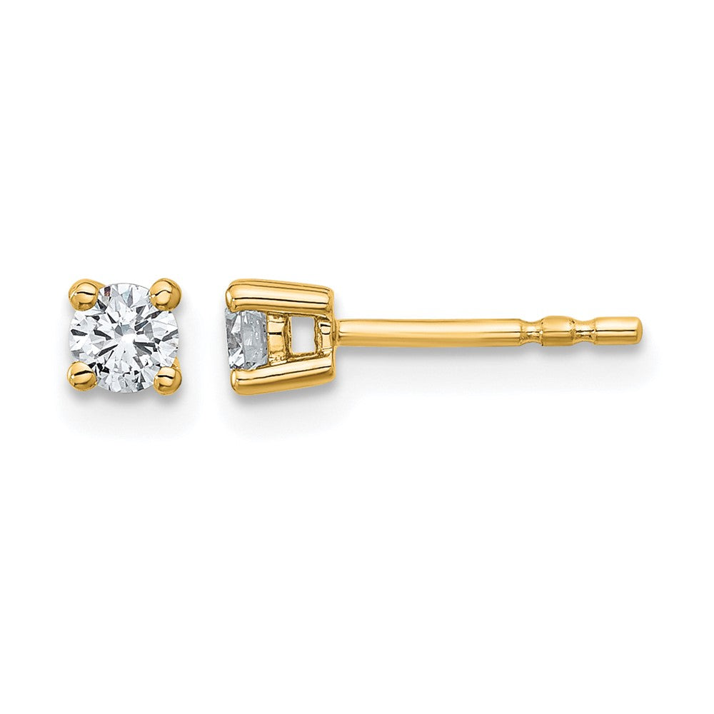 True Origin 14K Yellow Gold 1/4 carat Lab Grown Diamond VS+ F+ Round Four Prong Heavy Weight Complete Stud Earrings