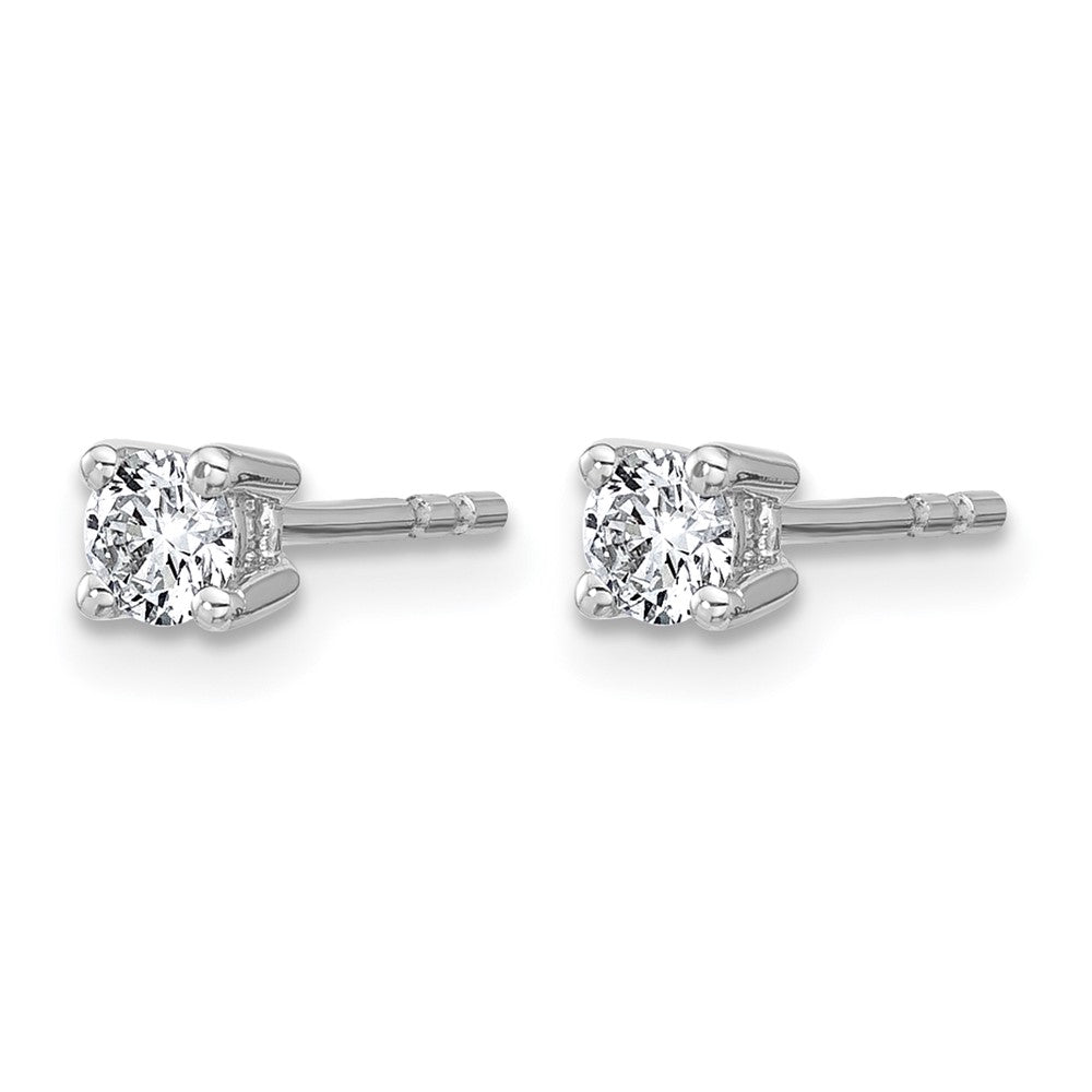 True Origin 14K White Gold 1/3 carat Lab Grown Diamond VS+ F+ Round Four Prong Heavy Weight Complete Stud Earrings