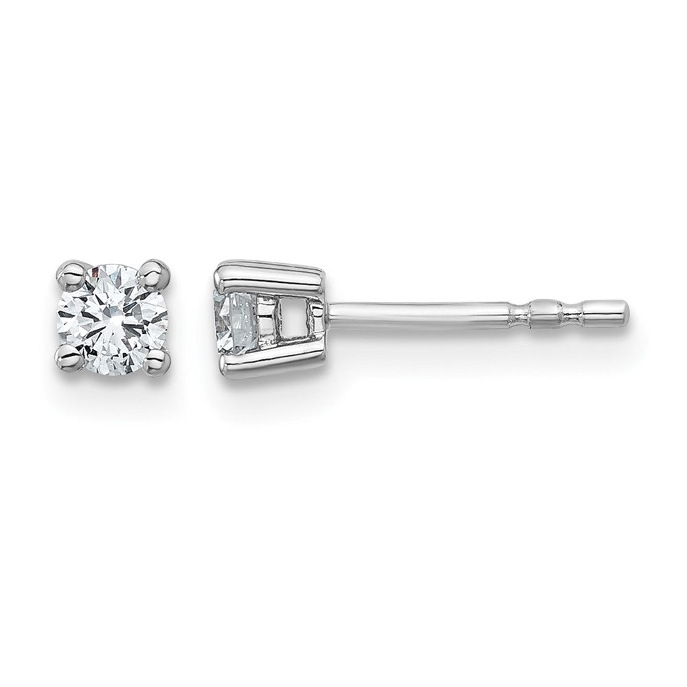 True Origin 14K White Gold 1/3 carat Lab Grown Diamond VS+ F+ Round Four Prong Heavy Weight Complete Stud Earrings