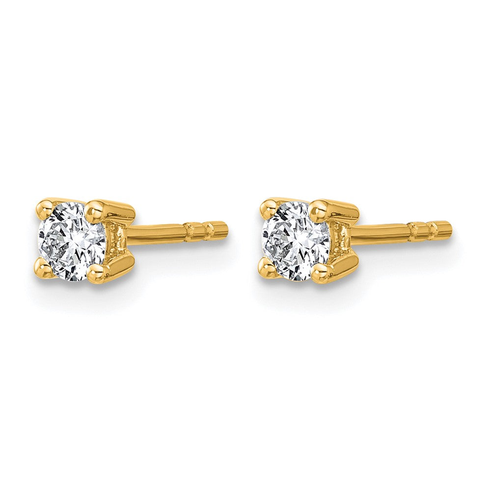 True Origin 14K Yellow Gold 1/3 carat Lab Grown Diamond VS+ F+ Round Four Prong Heavy Weight Complete Stud Earrings
