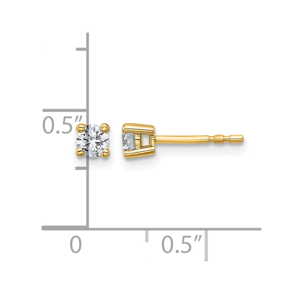 True Origin 14K Yellow Gold 1/3 carat Lab Grown Diamond VS+ F+ Round Four Prong Heavy Weight Complete Stud Earrings