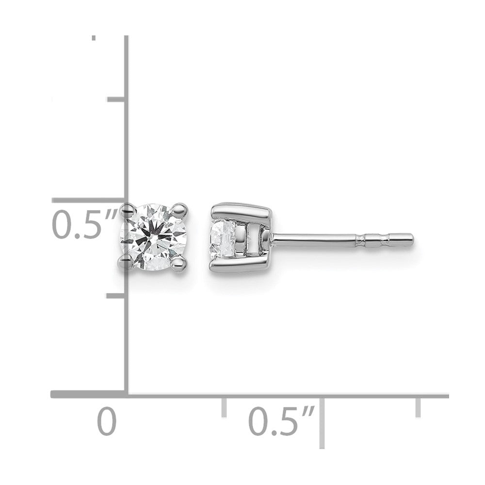 True Origin 14K White Gold 1/2 carat Lab Grown Diamond VS+ F+ Round Four Prong Heavy Weight Complete Stud Earrings