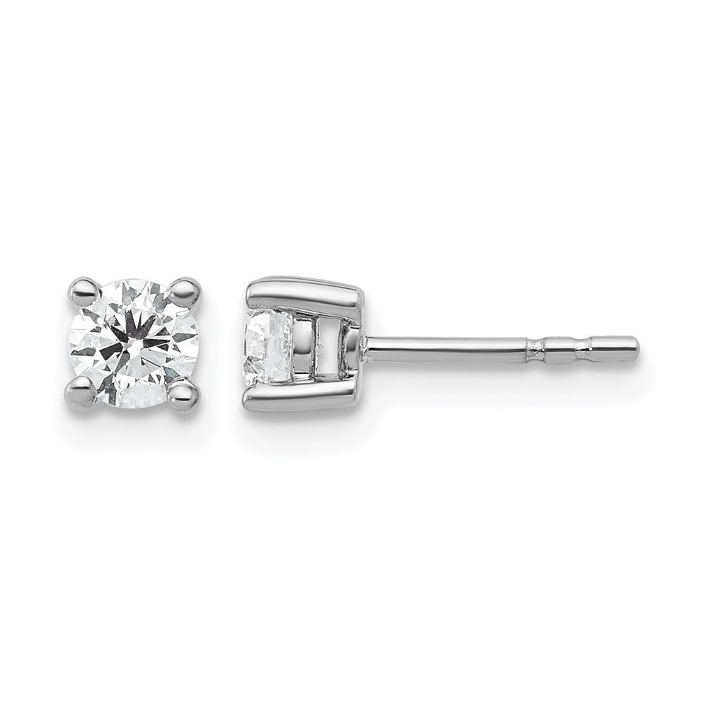 True Origin 14K White Gold 1/2 carat Lab Grown Diamond VS+ F+ Round Four Prong Heavy Weight Complete Stud Earrings