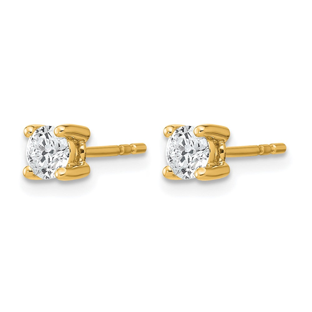 True Origin 14K Yellow Gold 1/2 carat Lab Grown Diamond VS+ F+ Round Four Prong Heavy Weight Complete Stud Earrings