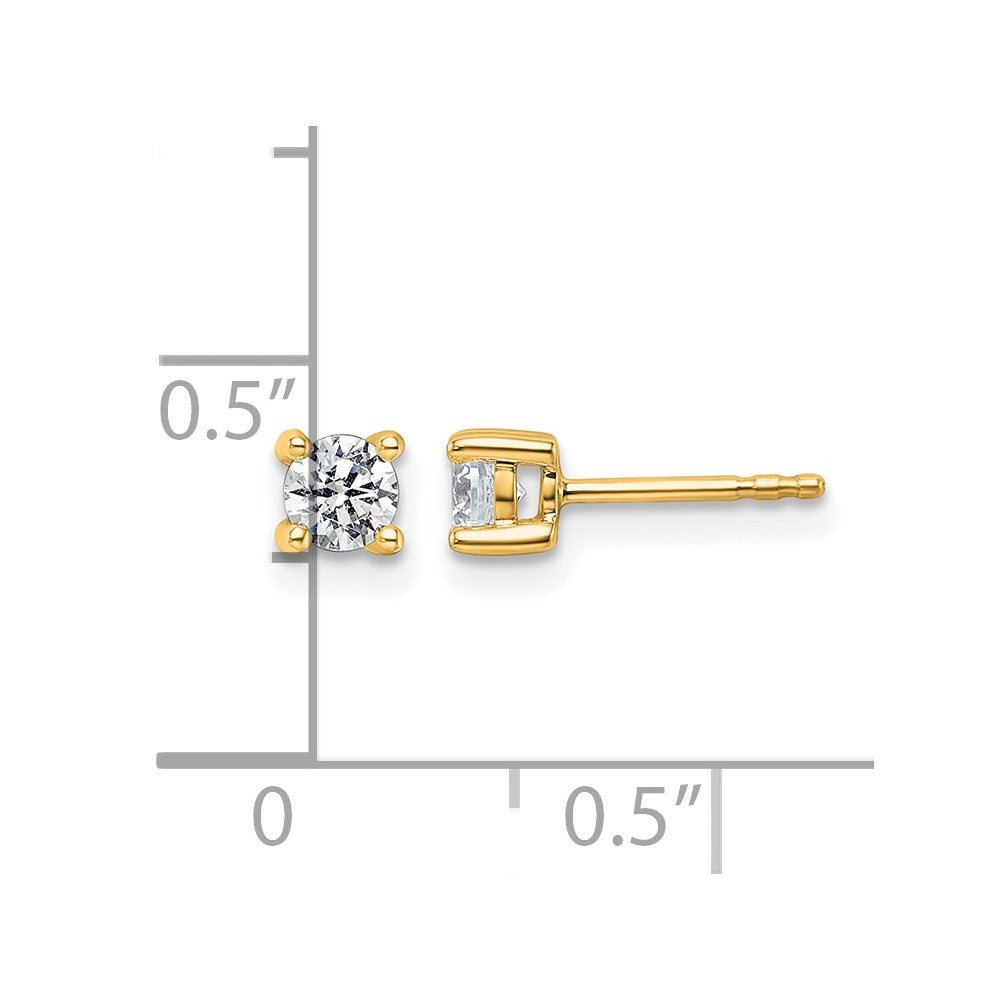 True Origin 14K Yellow Gold 1/2 carat Lab Grown Diamond VS+ F+ Round Four Prong Heavy Weight Complete Stud Earrings