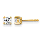 True Origin 14K Yellow Gold 1/2 carat Lab Grown Diamond VS+ F+ Round Four Prong Heavy Weight Complete Stud Earrings