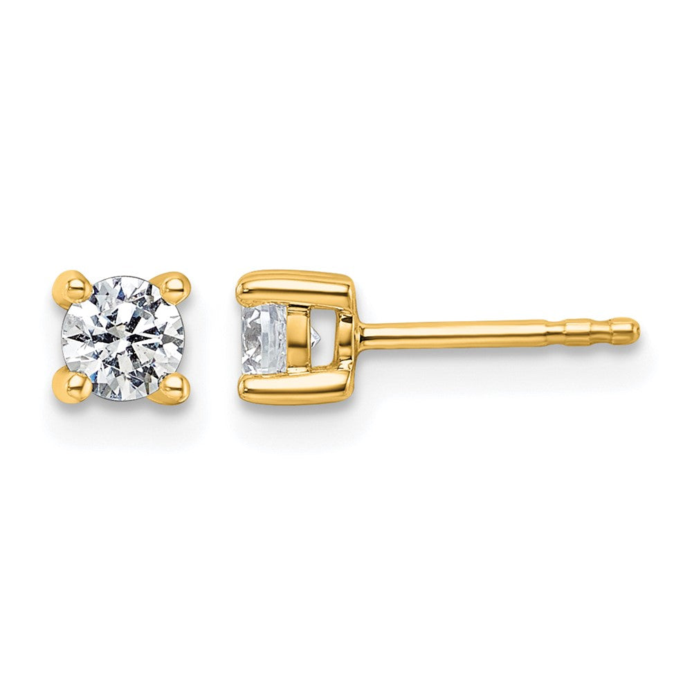 True Origin 14K Yellow Gold 1/2 carat Lab Grown Diamond VS+ F+ Round Four Prong Heavy Weight Complete Stud Earrings
