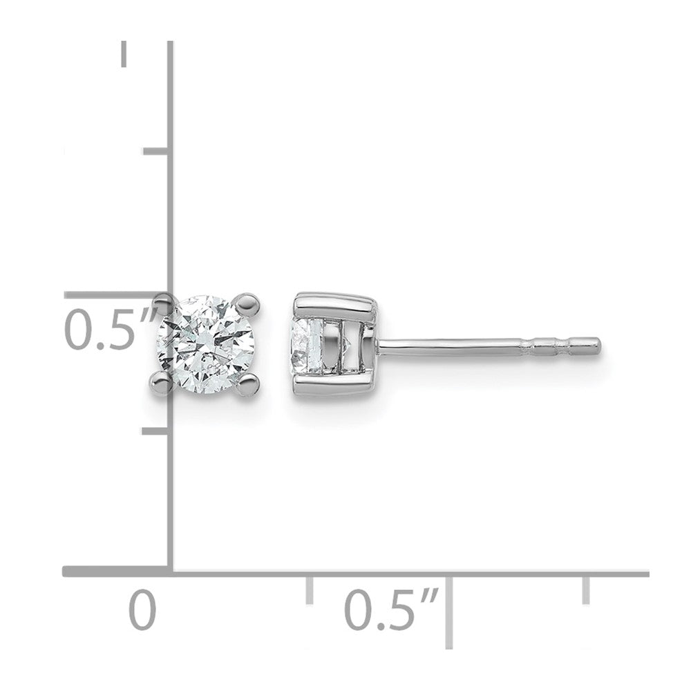 True Origin 14K White Gold 2/3 carat Lab Grown Diamond VS+ F+ Round Four Prong Heavy Weight Complete Stud Earrings