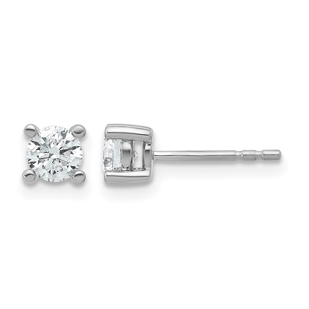 True Origin 14K White Gold 2/3 carat Lab Grown Diamond VS+ F+ Round Four Prong Heavy Weight Complete Stud Earrings