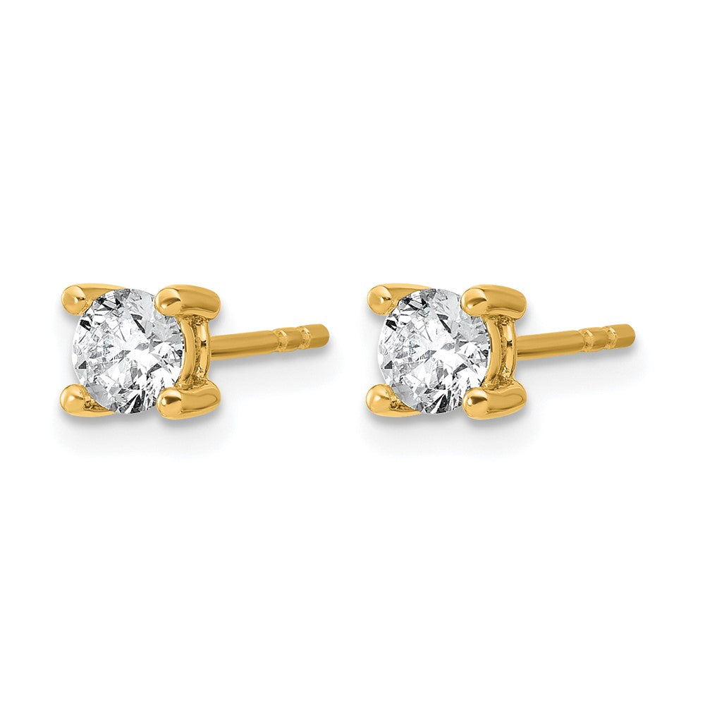 True Origin 14K Yellow Gold 2/3 carat Lab Grown Diamond VS+ F+ Round Four Prong Heavy Weight Complete Stud Earrings