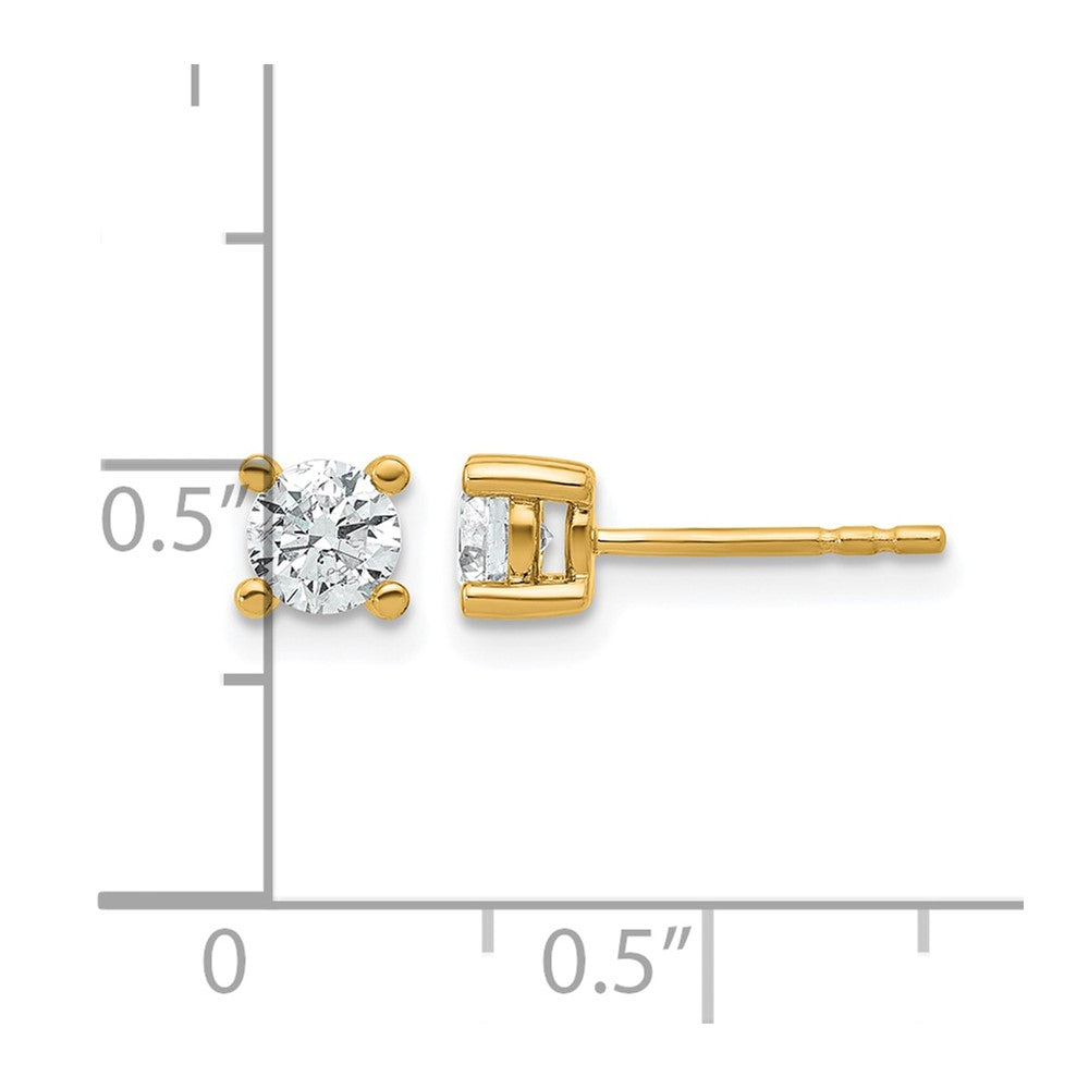 True Origin 14K Yellow Gold 2/3 carat Lab Grown Diamond VS+ F+ Round Four Prong Heavy Weight Complete Stud Earrings
