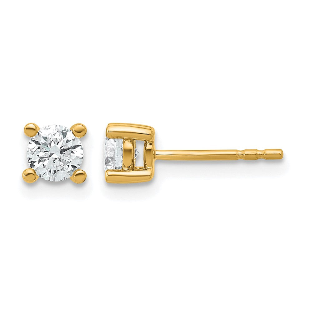 True Origin 14K Yellow Gold 2/3 carat Lab Grown Diamond VS+ F+ Round Four Prong Heavy Weight Complete Stud Earrings