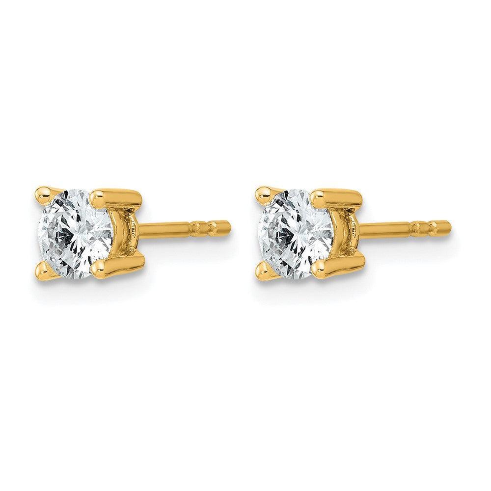 True Origin 14K Yellow Gold 3/4 carat Lab Grown Diamond VS+ F+ Round Four Prong Heavy Weight Complete Stud Earrings