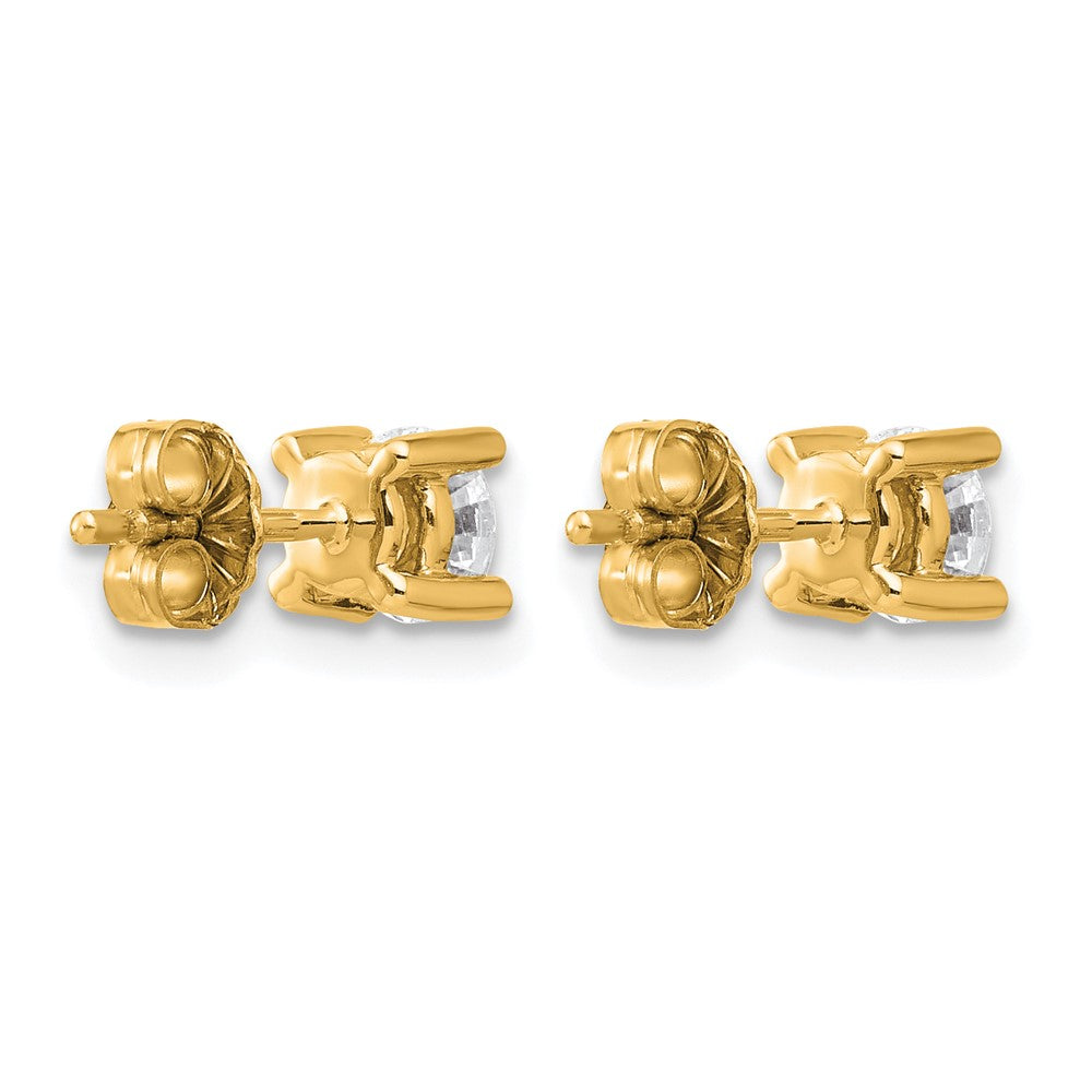 True Origin 14K Yellow Gold 3/4 carat Lab Grown Diamond VS+ F+ Round Four Prong Heavy Weight Complete Stud Earrings