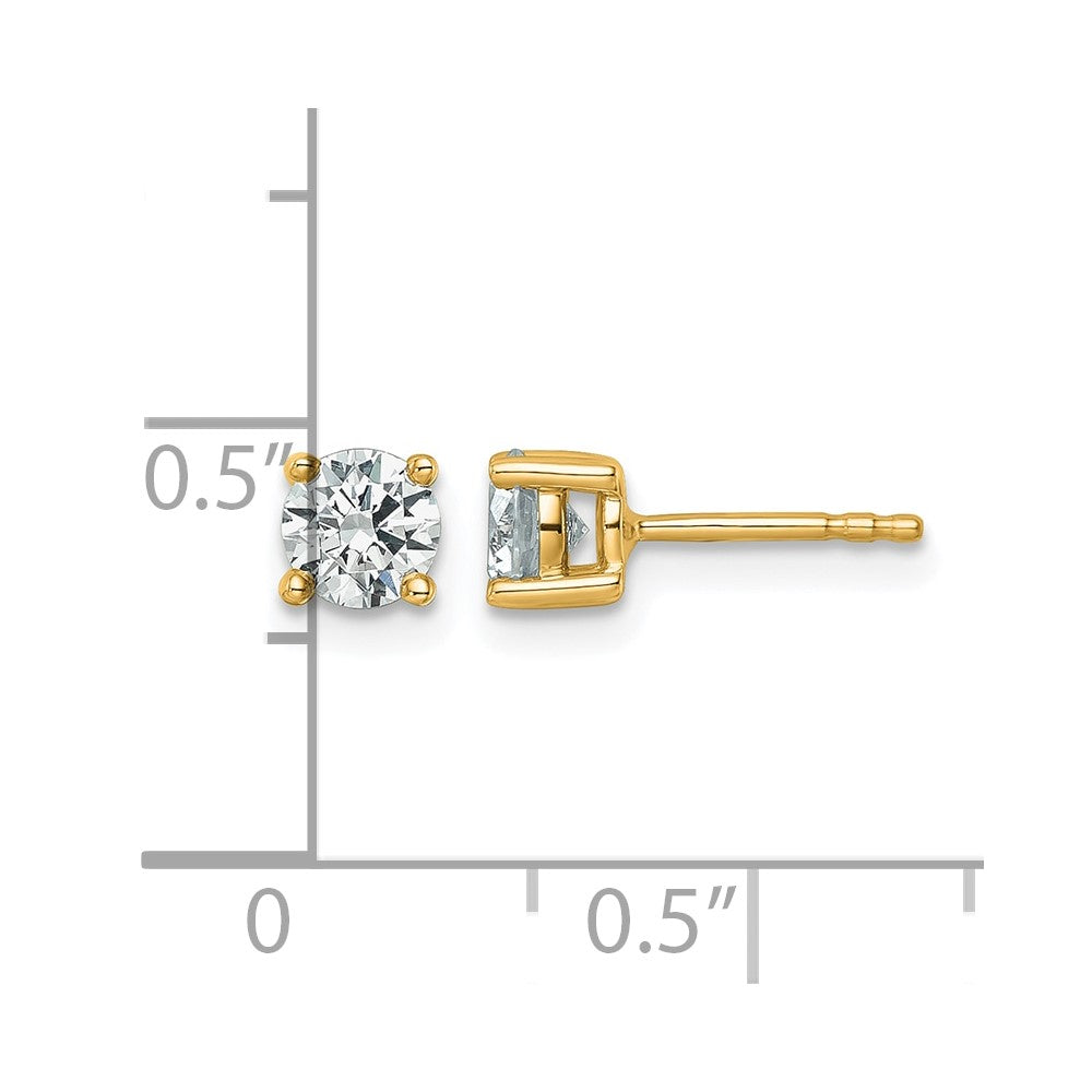 True Origin 14K Yellow Gold 3/4 carat Lab Grown Diamond VS+ F+ Round Four Prong Heavy Weight Complete Stud Earrings
