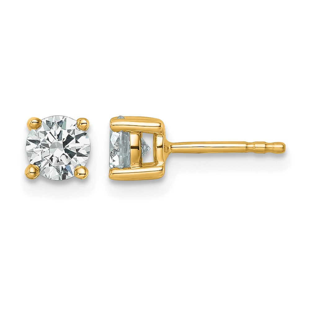 True Origin 14K Yellow Gold 3/4 carat Lab Grown Diamond VS+ F+ Round Four Prong Heavy Weight Complete Stud Earrings