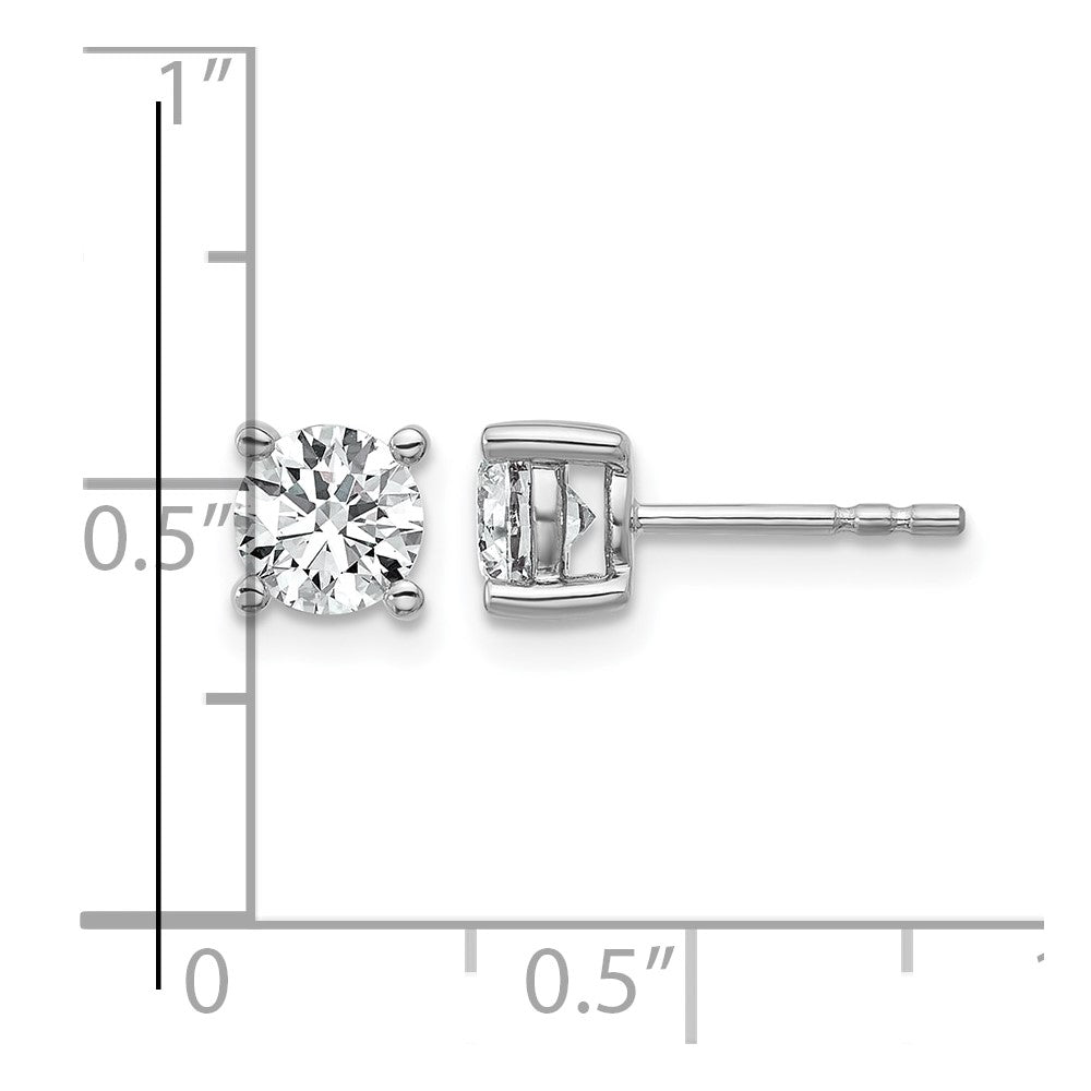 True Origin 14K White Gold 1 carat Lab Grown Diamond VS+ F+ Round Four Prong Heavy Weight Complete Stud Earrings