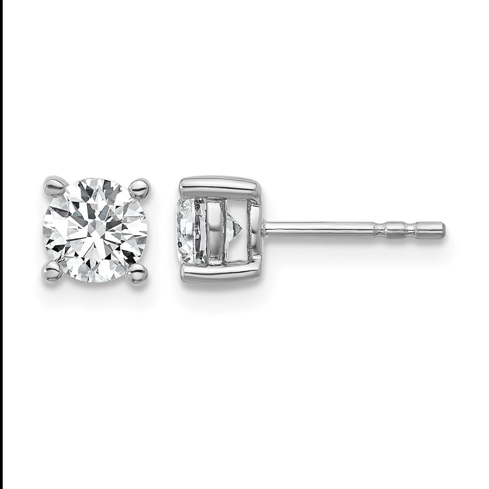 True Origin 14K White Gold 1 carat Lab Grown Diamond VS+ F+ Round Four Prong Heavy Weight Complete Stud Earrings