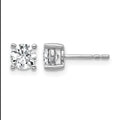 True Origin 14K White Gold 1 carat Lab Grown Diamond VS+ F+ Round Four Prong Heavy Weight Complete Stud Earrings