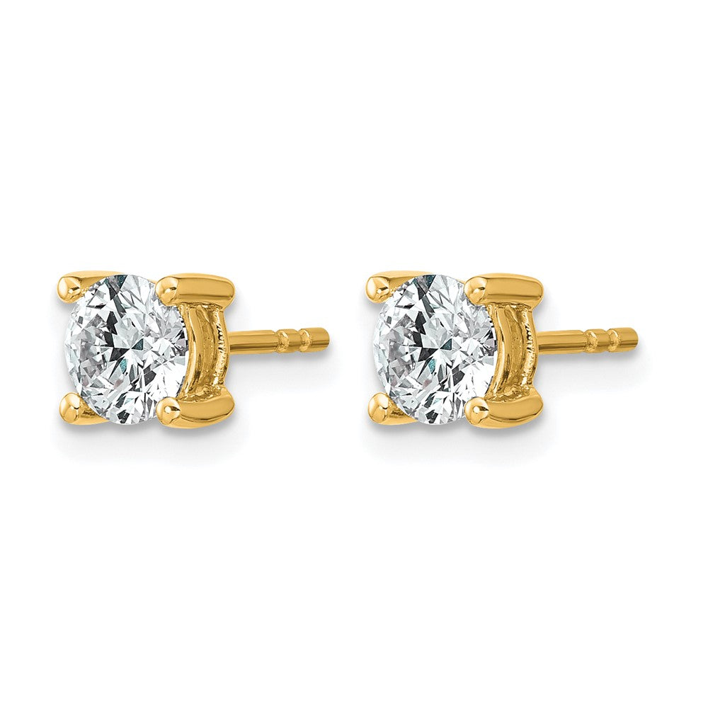 True Origin 14K Yellow Gold 1 carat Lab Grown Diamond VS+ F+ Round Four Prong Heavy Weight Complete Stud Earrings
