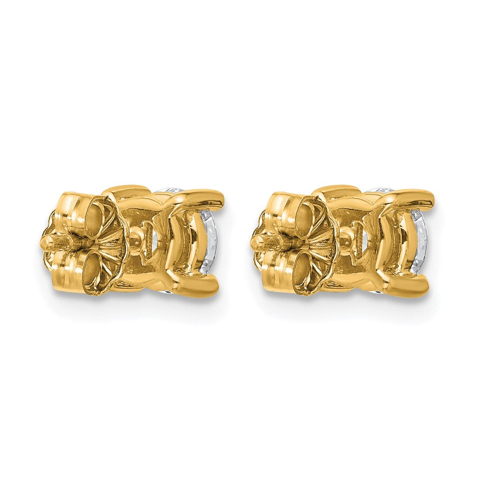 True Origin 14K Yellow Gold 1 carat Lab Grown Diamond VS+ F+ Round Four Prong Heavy Weight Complete Stud Earrings