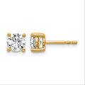 True Origin 14K Yellow Gold 1 carat Lab Grown Diamond VS+ F+ Round Four Prong Heavy Weight Complete Stud Earrings