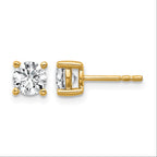 True Origin 14K Yellow Gold 1 carat Lab Grown Diamond VS+ F+ Round Four Prong Heavy Weight Complete Stud Earrings