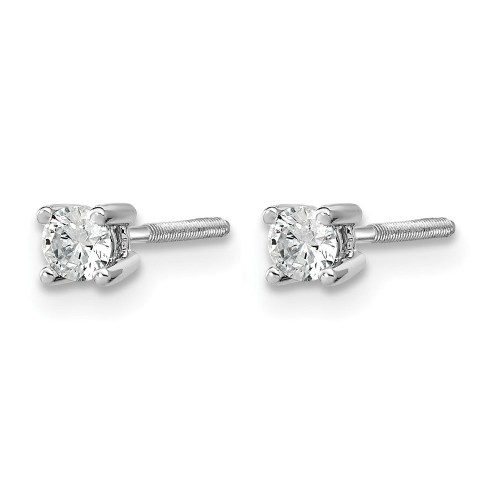 True Origin 14K White Gold 1/5 carat Lab Grown Diamond VS+ F+ Round Four Prong Heavy Weight Screw Back Complete Stud Earrings
