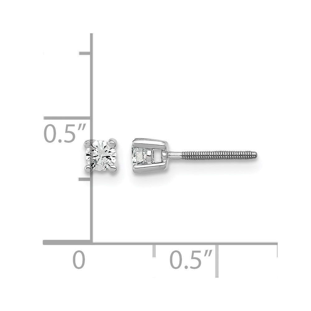 True Origin 14K White Gold 1/5 carat Lab Grown Diamond VS+ F+ Round Four Prong Heavy Weight Screw Back Complete Stud Earrings