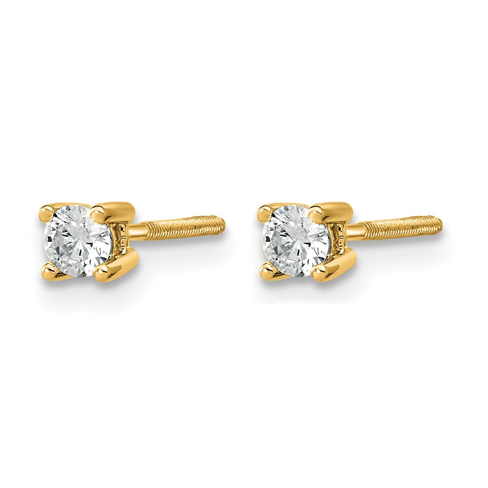 True Origin 14K Yellow Gold 1/5 carat Lab Grown Diamond VS+ F+ Round Four Prong Heavy Weight Screw Back Complete Stud Earrings