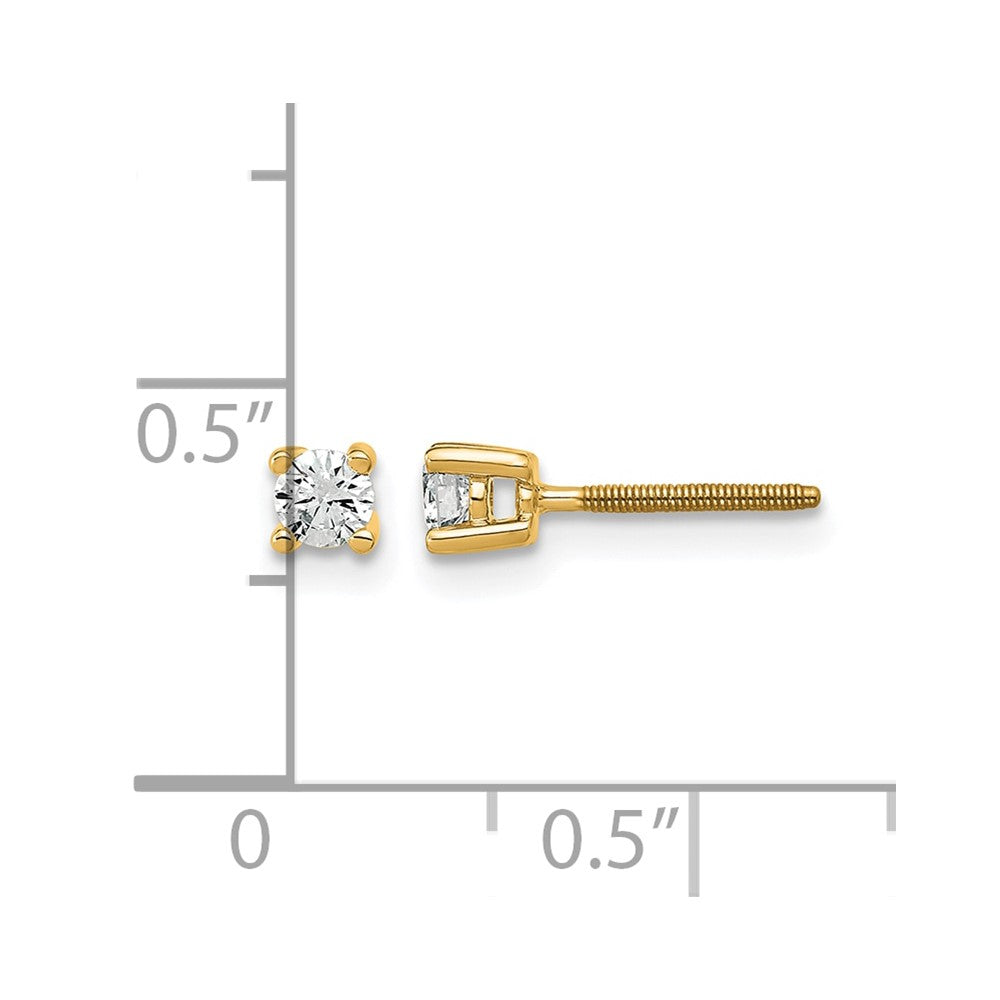 True Origin 14K Yellow Gold 1/5 carat Lab Grown Diamond VS+ F+ Round Four Prong Heavy Weight Screw Back Complete Stud Earrings