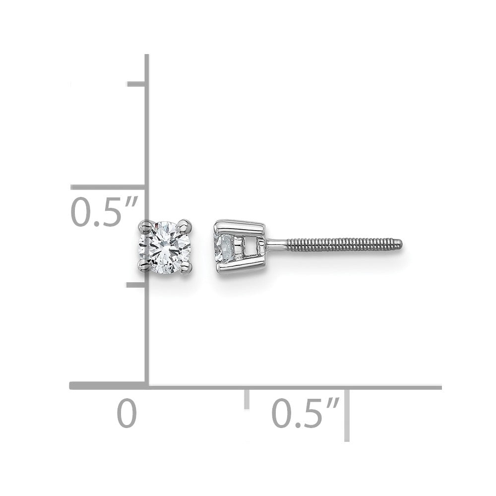 True Origin 14K White Gold 1/4 carat Lab Grown Diamond VS+ F+ Round Four Prong Heavy Weight Screw Back Complete Stud Earrings