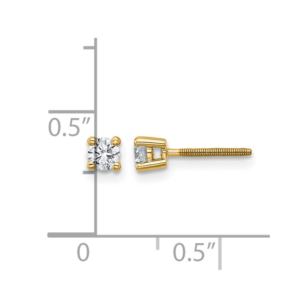 True Origin 14K Yellow Gold 1/4 carat Lab Grown Diamond VS+ F+ Round Four Prong Heavy Weight Screw Back Complete Stud Earrings