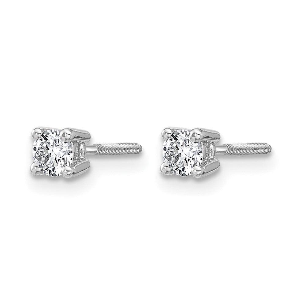True Origin 14K White Gold 1/3 carat Lab Grown Diamond VS+ F+ Round Four Prong Heavy Weight Screw Back Complete Stud Earrings