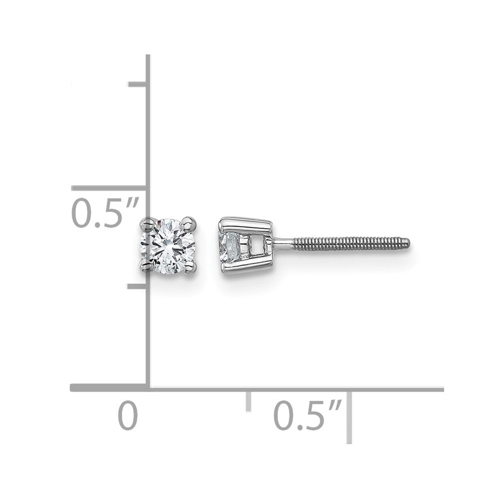 True Origin 14K White Gold 1/3 carat Lab Grown Diamond VS+ F+ Round Four Prong Heavy Weight Screw Back Complete Stud Earrings