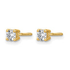 True Origin 14K Yellow Gold 1/3 carat Lab Grown Diamond VS+ F+ Round Four Prong Heavy Weight Screw Back Complete Stud Earrings