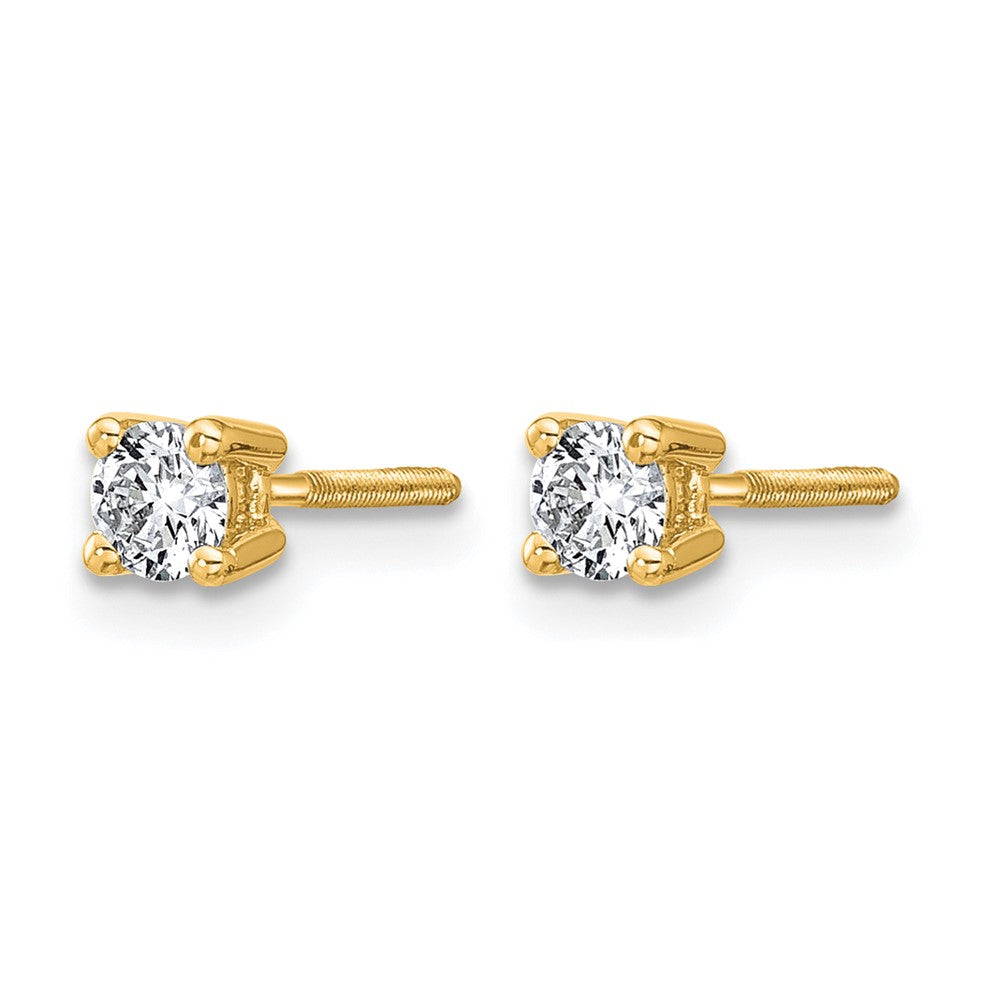 True Origin 14K Yellow Gold 1/3 carat Lab Grown Diamond VS+ F+ Round Four Prong Heavy Weight Screw Back Complete Stud Earrings
