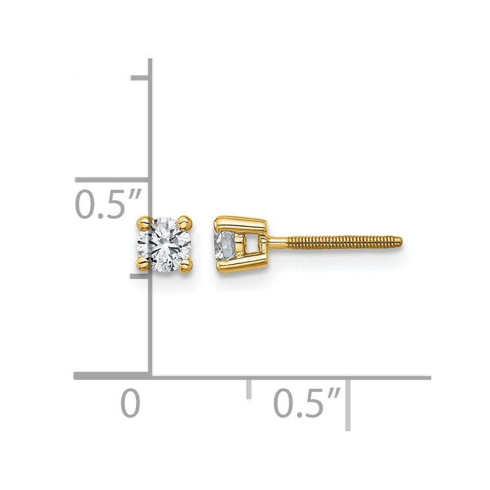 True Origin 14K Yellow Gold 1/3 carat Lab Grown Diamond VS+ F+ Round Four Prong Heavy Weight Screw Back Complete Stud Earrings