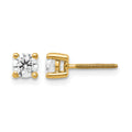 True Origin 14K Yellow Gold 1/2 carat Lab Grown Diamond VS+ F+ Round Four Prong Heavy Weight Screw Back Complete Stud Earrings