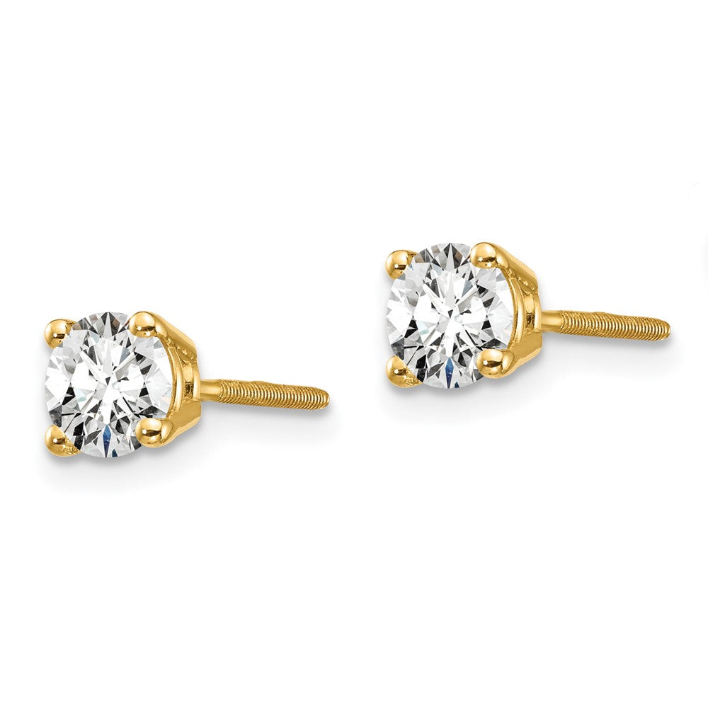 True Origin 14K Yellow Gold 2/3 carat Lab Grown Diamond VS+ F+ Round Four Prong Heavy Weight Screw Back Complete Stud Earrings