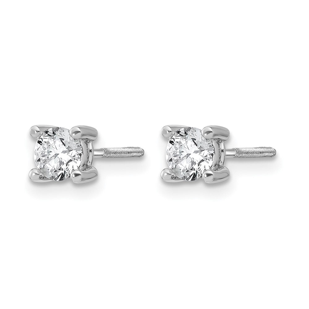 True Origin 14K White Gold 2/3 carat Lab Grown Diamond VS+ F+ Round Four Prong Heavy Weight Screw Back Complete Stud Earrings
