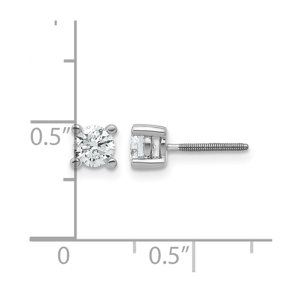 True Origin 14K White Gold 2/3 carat Lab Grown Diamond VS+ F+ Round Four Prong Heavy Weight Screw Back Complete Stud Earrings